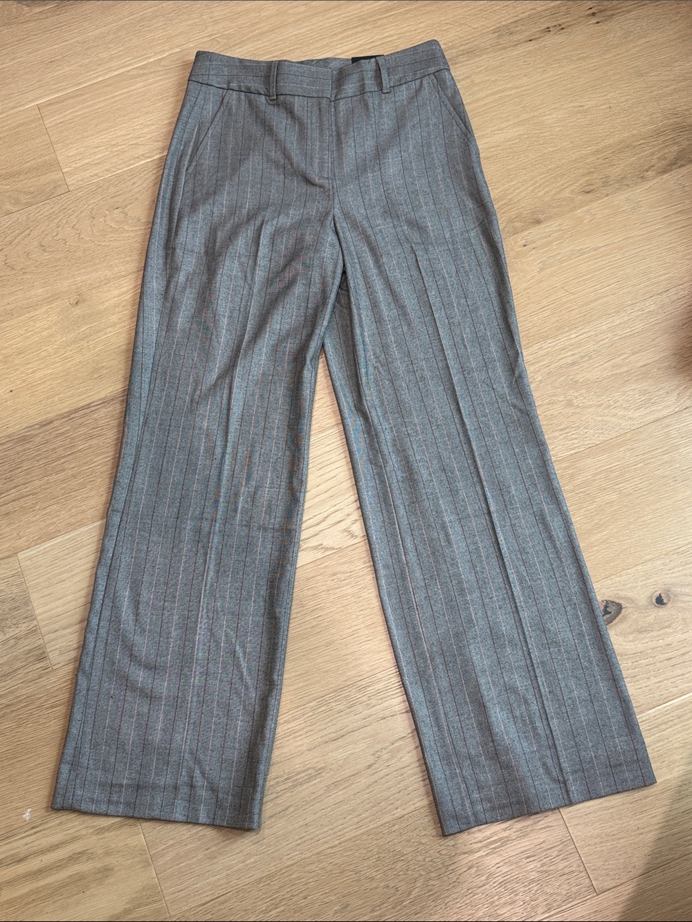 White House Black Market Gray Pinstripe Wide-Leg Dress Pants